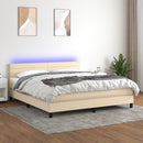 vidaXL krémszínű szövet rugós és LED-es ágy matraccal 160x200 cm