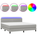vidaXL világosszürke szövet rugós és LED-es ágy matraccal 160x200 cm