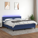 vidaXL kék szövet rugós és LED-es ágy matraccal 180 x 200 cm