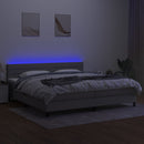 vidaXL világosszürke szövet rugós és LED-es ágy matraccal 200x200 cm