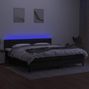 vidaXL fekete szövet rugós és LED-es ágy matraccal 200x200 cm