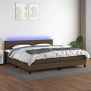 vidaXL barna szövet rugós és LED-es ágy matraccal 200x200 cm