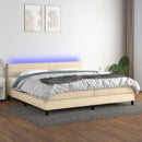 vidaXL krémszínű szövet rugós és LED-es ágy matraccal 200 x 200 cm