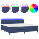 vidaXL kék szövet rugós és LED-es ágy matraccal 200 x 200 cm