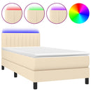 vidaXL krémszínű szövet rugós és LED-es ágy matraccal 80 x 200 cm