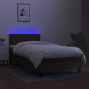 vidaXL barna szövet rugós és LED-es ágy matraccal 90x190 cm