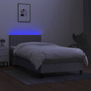 vidaXL világosszürke szövet rugós és LED-es ágy matraccal 90x200 cm