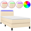vidaXL krémszínű szövet rugós és LED-es ágy matraccal 90x200 cm