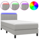 vidaXL világosszürke szövet rugós és LED-es ágy matraccal 100x200 cm