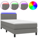 vidaXL sötétszürke szövet rugós és LED-es ágy matraccal 100x200 cm