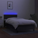 vidaXL fekete szövet rugós és LED-es ágy matraccal 100x200 cm