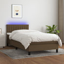 vidaXL barna szövet rugós és LED-es ágy matraccal 100x200 cm