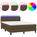 vidaXL barna szövet rugós és LED-es ágy matraccal 140x190 cm