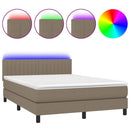 vidaXL tópszínű szövet rugós és LED-es ágy matraccal 140x190cm