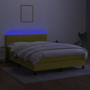 vidaXL kék szövet rugós és LED-es ágy matraccal 140x190 cm