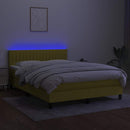 vidaXL kék szövet rugós és LED-es ágy matraccal 140x190 cm