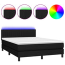 vidaXL fekete szövet rugós és LED-es ágy matraccal 140x200 cm