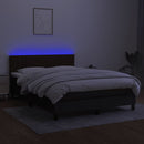 vidaXL fekete szövet rugós és LED-es ágy matraccal 140x200 cm