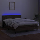 vidaXL barna szövet rugós és LED-es ágy matraccal 140x200 cm