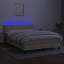 vidaXL krémszínű szövet rugós és LED-es ágy matraccal 140x200 cm