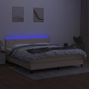 vidaXL krémszínű szövet rugós és LED-es ágy matraccal 160x200 cm