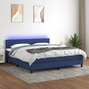 vidaXL kék szövet rugós és LED-es ágy matraccal 160x200 cm