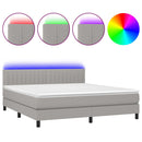 vidaXL világosszürke szövet rugós és LED-es ágy matraccal 160x200 cm