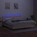 vidaXL krémszínű szövet rugós és LED-es ágy matraccal 180 x 200 cm