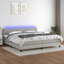 vidaXL világosszürke szövet rugós és LED-es ágy matraccal 200x200 cm