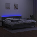 vidaXL sötétszürke szövet rugós és LED-es ágy matraccal 200x200 cm