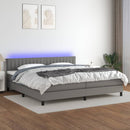 vidaXL sötétszürke szövet rugós és LED-es ágy matraccal 200x200 cm