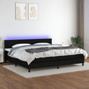 vidaXL fekete szövet rugós és LED-es ágy matraccal 200x200 cm