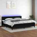 vidaXL fekete szövet rugós és LED-es ágy matraccal 200x200 cm