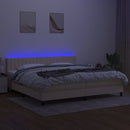 vidaXL krémszínű szövet rugós és LED-es ágy matraccal 200 x 200 cm
