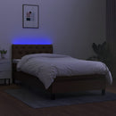 vidaXL barna szövet rugós és LED-es ágy matraccal 80 x 200 cm