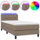 vidaXL tópszínű szövet rugós és LED-es ágy matraccal 80 x 200 cm