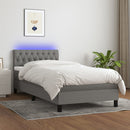 vidaXL sötétszürke szövet rugós és LED-es ágy matraccal 90x190 cm