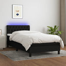 vidaXL fekete szövet rugós és LED-es ágy matraccal 90x190 cm