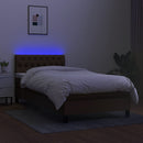 vidaXL barna szövet rugós és LED-es ágy matraccal 90x200 cm