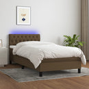 vidaXL barna szövet rugós és LED-es ágy matraccal 90x200 cm