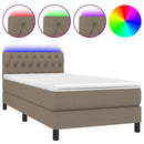 vidaXL tópszínű szövet rugós és LED-es ágy matraccal 90x200 cm