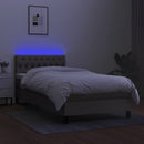 vidaXL tópszínű szövet rugós és LED-es ágy matraccal 90x200 cm