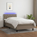 vidaXL tópszínű szövet rugós és LED-es ágy matraccal 90x200 cm