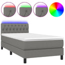 vidaXL sötétszürke szövet rugós és LED-es ágy matraccal 100x200 cm