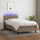vidaXL tópszínű szövet rugós és LED-es ágy matraccal 100x200 cm
