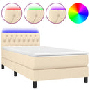 vidaXL krémszínű szövet rugós és LED-es ágy matraccal 100x200 cm