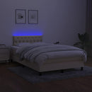 vidaXL krémszínű szövet rugós és LED-es ágy matraccal 120 x 200 cm