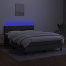 vidaXL sötétszürke szövet rugós és LED-es ágy matraccal 140x190 cm