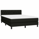 vidaXL fekete szövet rugós és LED-es ágy matraccal 140x190 cm