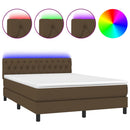 vidaXL barna szövet rugós és LED-es ágy matraccal 140x190 cm